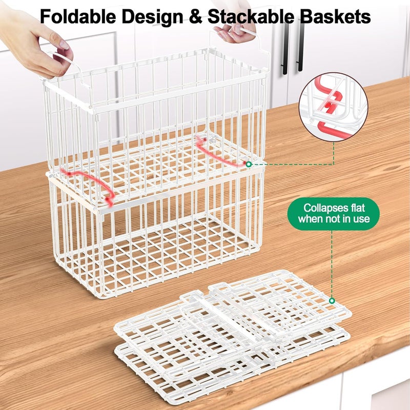 MSERCUOR Freezer Organizer Bins, 2 Pack Stackable Deep Chest Freezer Organizer Bins, Foldable Baskets with Handles, White Storage Container Baskets for 5/ 7 Cu.FT Sort Frezen Meats - Image 3